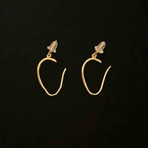925 Sterling Silver Gold Tone Open Oval Hoop Earrings - Picture 1 of 5